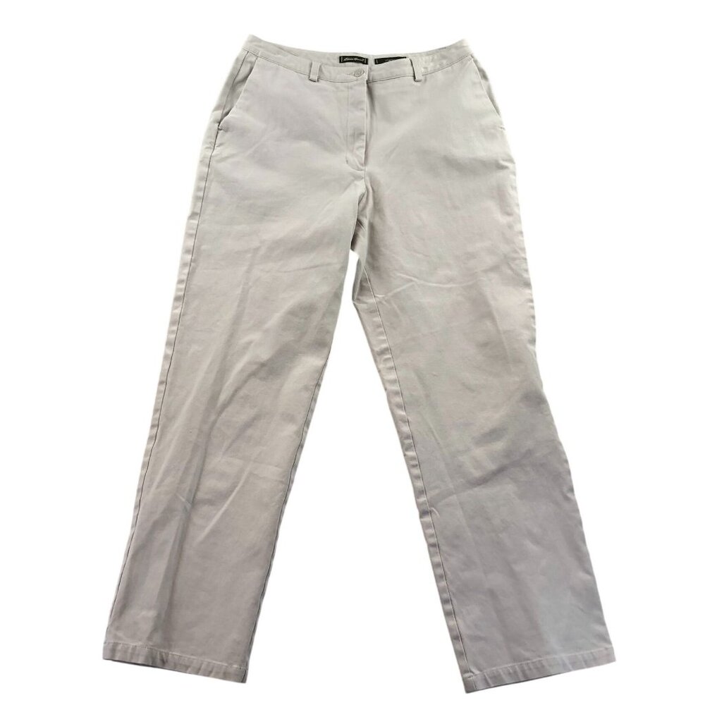 Eddie Bauer Women's Pants Size 12 Stretch Chino Straight Leg Beige Casual